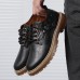 Men Crocodile Embossed Lace Up Soft Soled PU Leather Boots