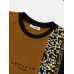 Mens Letter Animal Skin Spliced Patchwork Short Sleeve T  Shirts