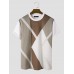 Mens Irregular Color Block Striped Crew Neck Short Sleeve T  Shirts