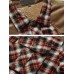 Mens Classic Plaid Piush Lined Long Sleeve Lapel Thick Vintage Shirt Jacket