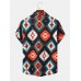 Mens Retro Geometric Print Hem Cuff All Matched Shirts